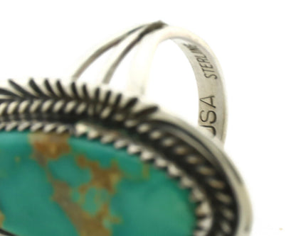 Navajo Ring 925 Silver Natural Blue Turquoise Artist Signed USA C.80's
