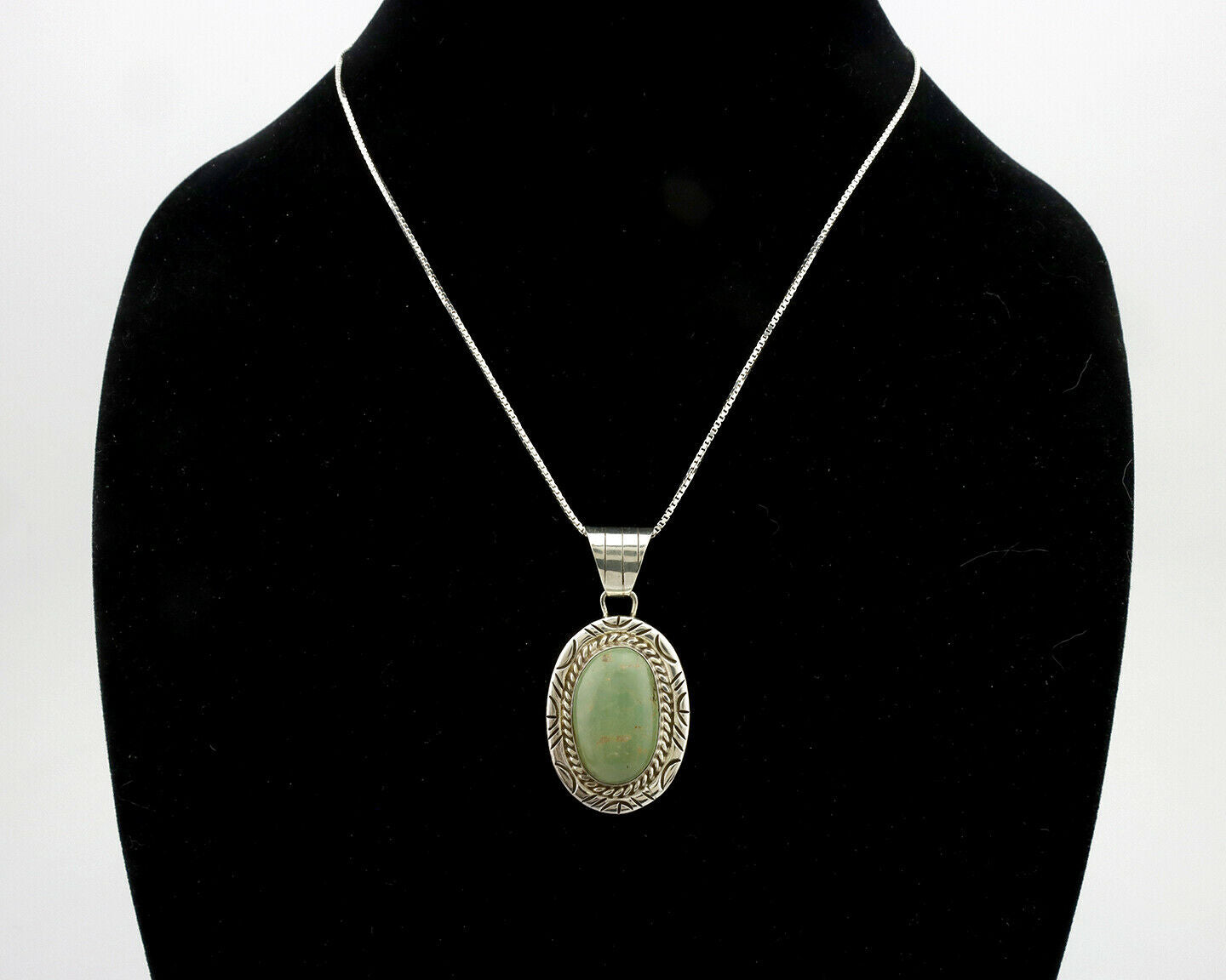 Navajo Pendant .925 Silver Manassas Turquoise Artist Signed JP C.80's