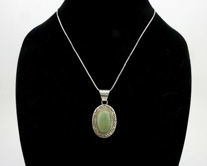 Navajo Pendant .925 Silver Manassas Turquoise Artist Signed JP C.80's