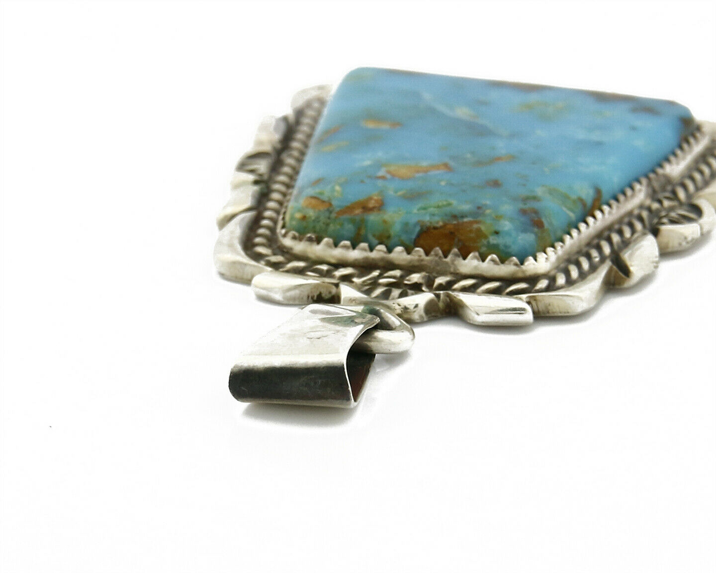 C. 1980 Navajo Artist TALHAT Natural Blue Gem Turquoise Pendant