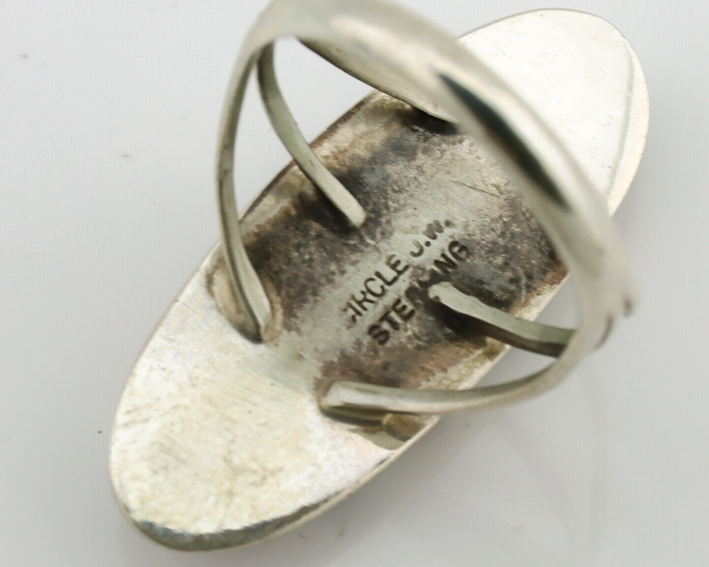 Navajo Ring 925 Silver Turquoise & Coral Signed Circle JW C.80s