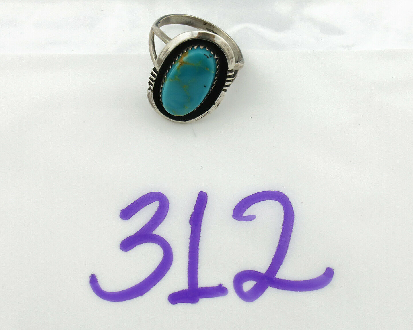 Navajo Ring .925 Silver Blue Turquoise Native American Artist Handmade C.80's