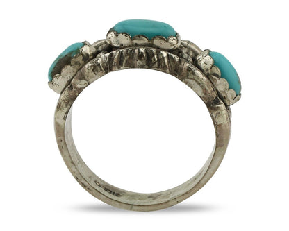 Navajo Ring .925 Silver Natural Blue Turquoise Native American Artist C.80's