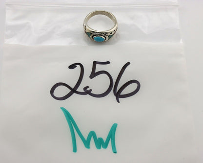 Navajo Inlay Band Ring 925 Silver Turquoise & Coral Native Artist C.80's