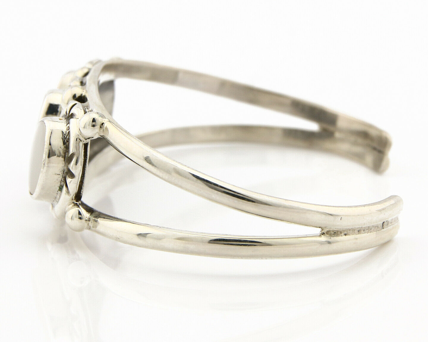 Navajo Bracelet .925 Silver Natural Mother of Pearl Handmade Native Artist C80's