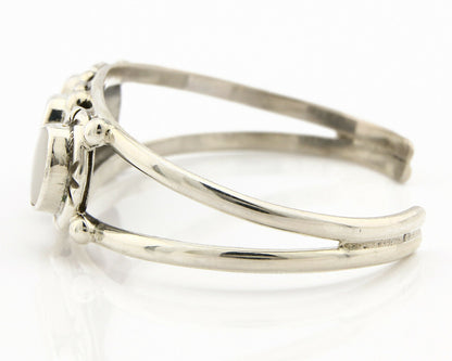 Navajo Bracelet .925 Silver Natural Mother of Pearl Handmade Native Artist C80's