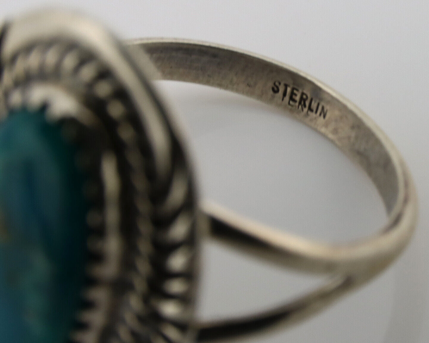 Navajo Ring .925 Silver Nevada Turquoise Native American Artist C.1980's