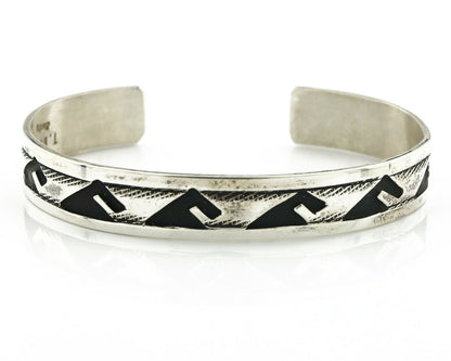 Navajo Bracelet .925 Silver Handmade Overlay Style Signed Tommy Billy Cuff C80s