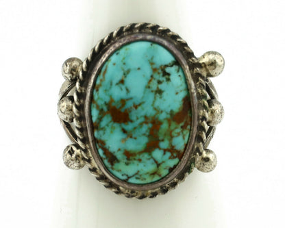 Navajo Ring .925 Silver Natural Blue Turquoise Artist Signed MC C.80's