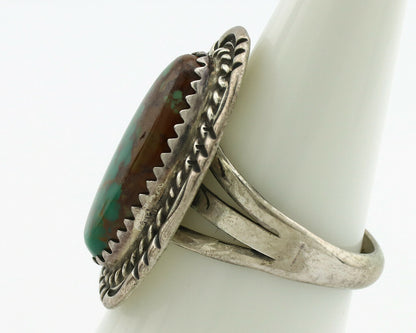 Navajo Ring .925 Silver Kingman Turquoise Native American Artist C.1980's