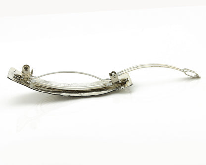 Navajo Hair Clip Barrette .925 Silver Hand Stamped Artist Signed Harold Tom C80s