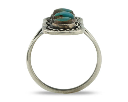 Navajo Ring .925 Silver Natural Blue Turquoise Native American Artist C.80's