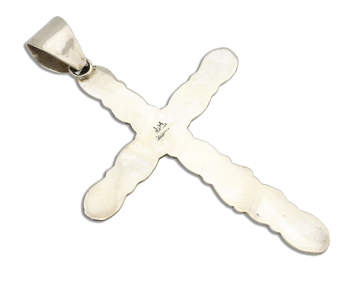 Navajo Cross Necklace 925 Silver Turquoise Artist Signed James Mason C.80's