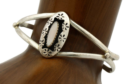 Navajo Bracelet .925 Silver Natural MOP Artist Signed IJC C.90's