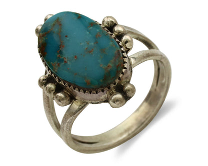 Navajo Ring .925 Silver Nevada Turquoise Artist Native American C.1980's