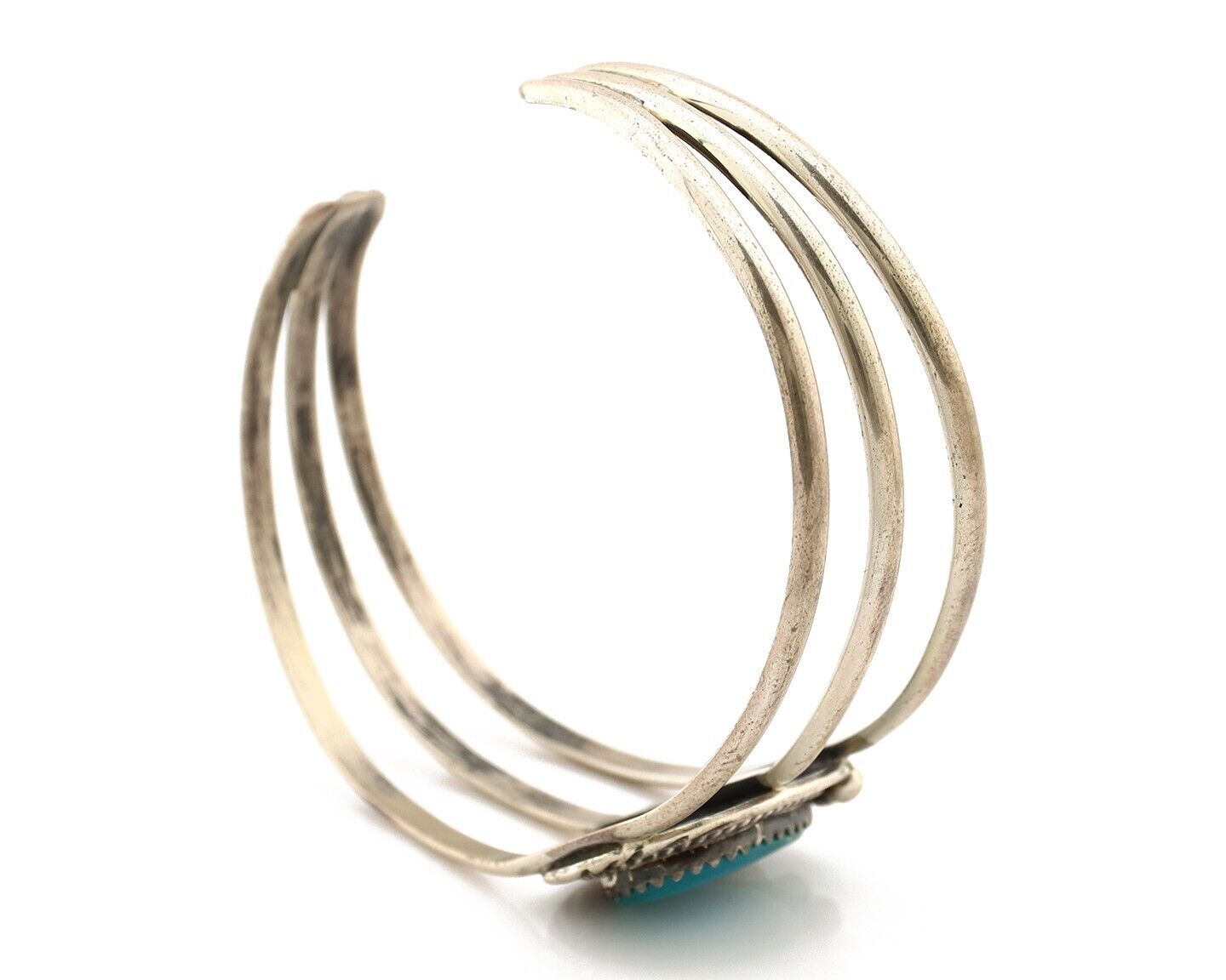 Navajo Bracelet 925 Silver Natural Blue Turquoise Native American Artist C.80's