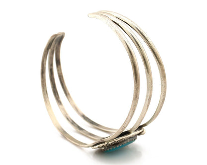 Navajo Bracelet 925 Silver Natural Blue Turquoise Native American Artist C.80's