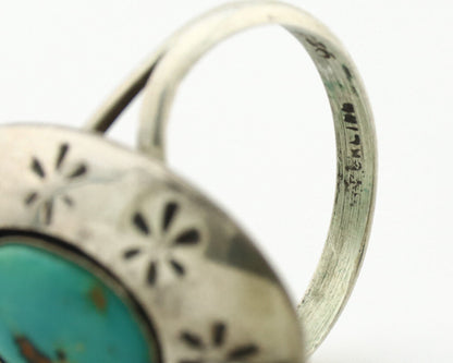 Navajo Ring .925 Silver Natural Blue Turquoise Native American Artist C.1980's