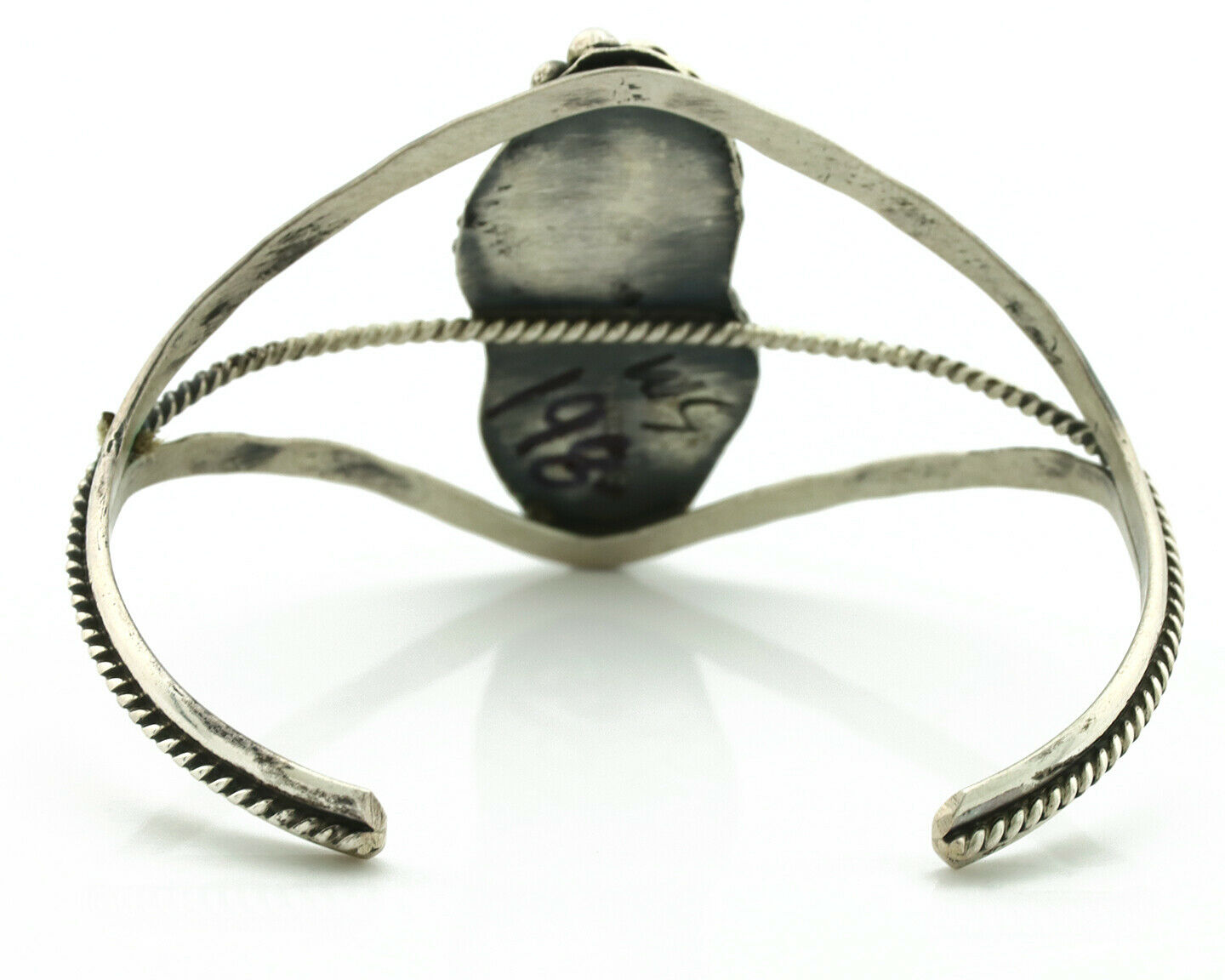 Navajo Bracelet .925 Silver Blue Turquoise Artist Signed SC C.80's