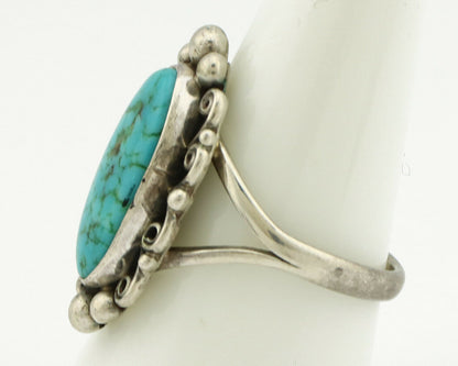 Navajo Ring .925 Silver Spiderweb Turquoise Native American Artist C.80's