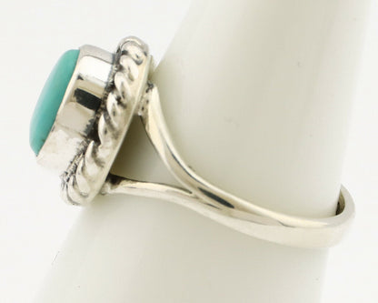 Navajo Ring .925 Silver Kingman Turquoise Artist Signed Gecko C.90's