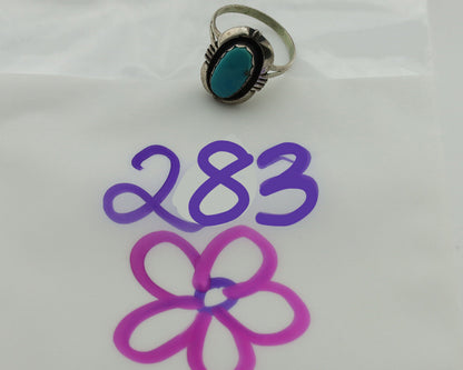 Navajo Ring .925 Silver Sleeping Beauty Turquoise Native Artist C.1980's