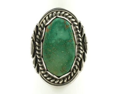 Navajo Ring .925 Silver Natural Uncolored Green Turquoise Signed Apache C.80's