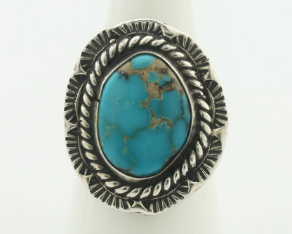Navajo Ring .925 Silver Natural Blue Turquoise Native American Artist C.80's