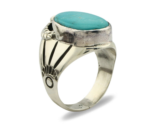 Navajo Ring .925 Silver Morenci Southwest Turquoise Native Artist C.80's