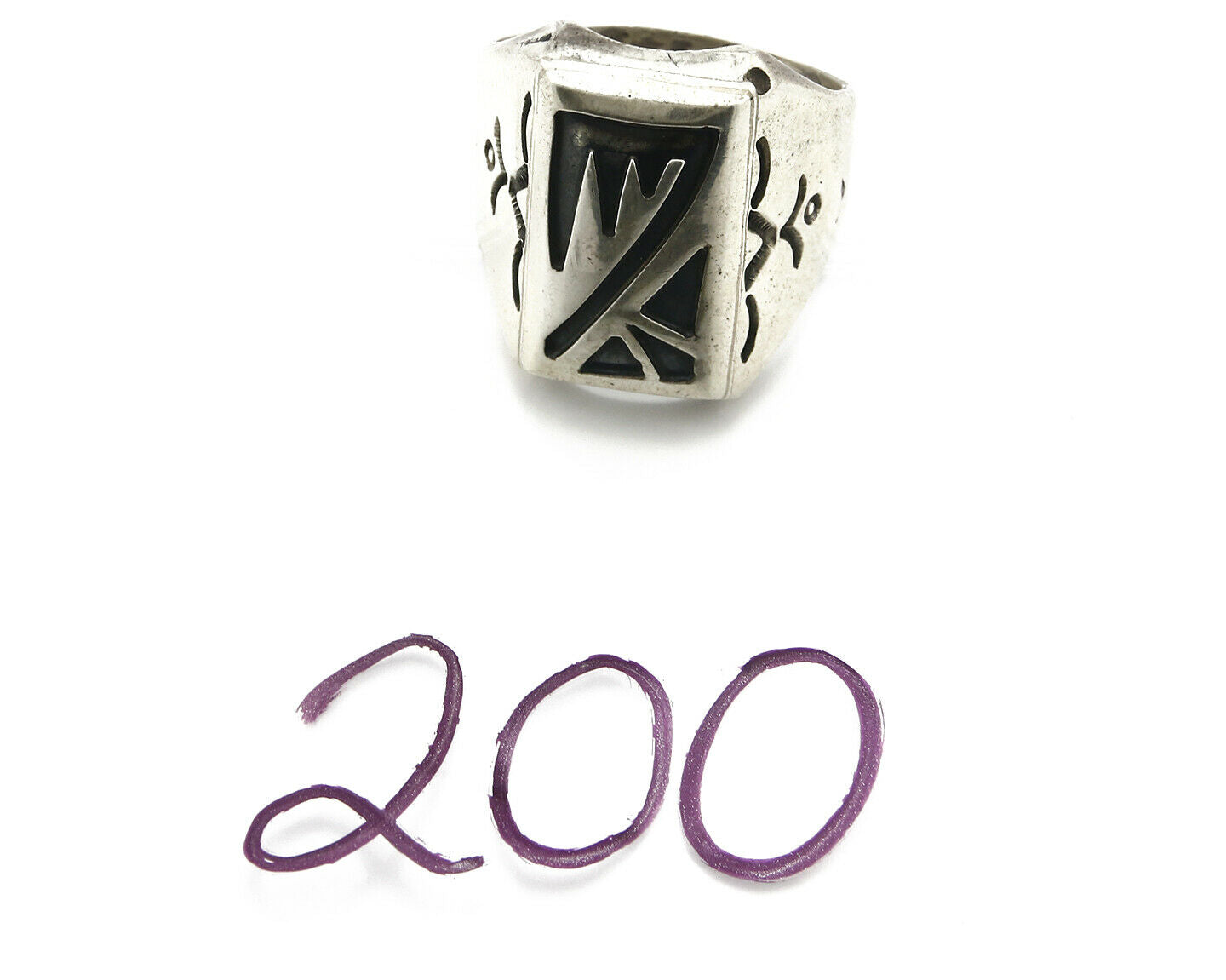 Navajo Overlay Ring .925 Handmade Native American C.80's