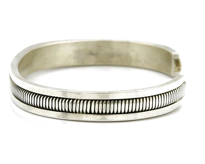 Women's Navajo Bracelet .925 Silver Handmade Cuff Signed TAHE C.1980's