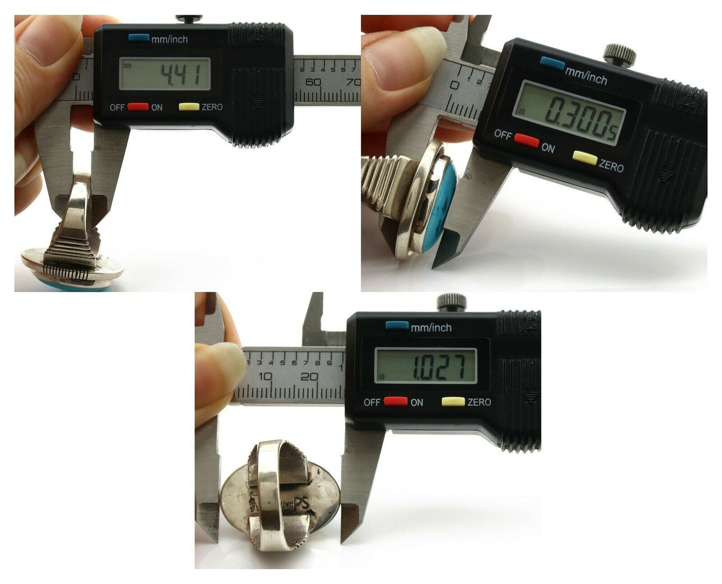 Navajo Ring .925 Silver Sleeping Beauty Turquoise Artist Signed PS C.80's