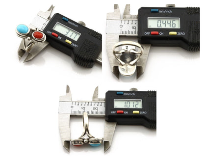 Navajo Handmade Ring 925 Silver Coral & Turquoise Native American Artist C.80's