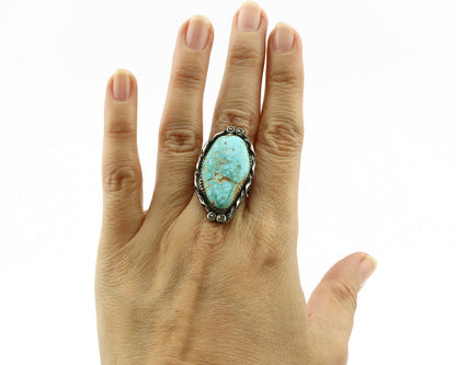 Navajo Ring .925 Silver #8 Turquoise Artist Signed James Martin C.80's