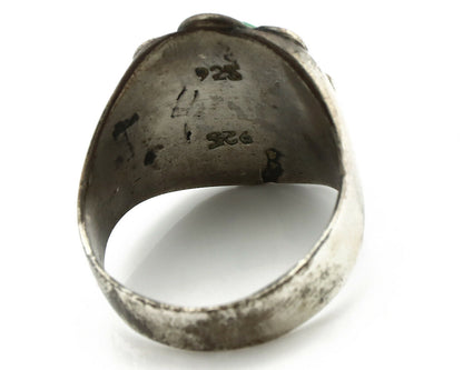 Navajo Ring .925 Silver Green Turquoise Native American Artist C.80's