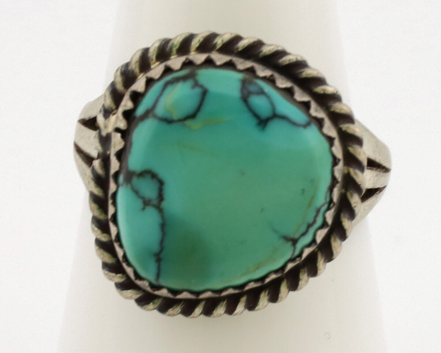 Navajo Ring .925 Silver Natural Turquoise Native American Artist C.1980's