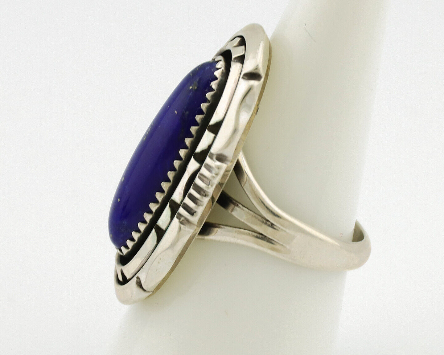 Navajo Ring 925 Silver Natural Lapis Lazuli Artist Signed William Denetdale C80s