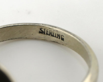 Navajo Ring 925 Silver Spiderweb Turquoise Handmade Native American Artist C80s