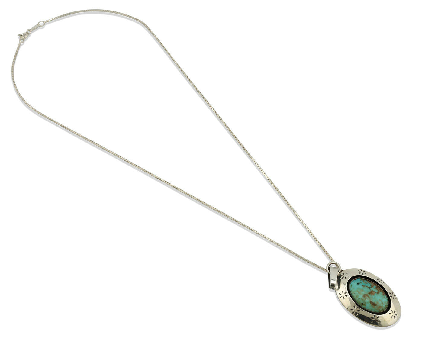 Navajo Pendant .925 Silver Kingman Turquoise Native American C.80's