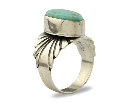 Navajo Ring .925 Silver Kingman Turquoise Artist Signed Apache C.80's