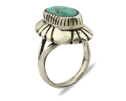 Navajo Ring .925 Silver Natural Mined Turquoise Artist Signed M Montoya C.80's