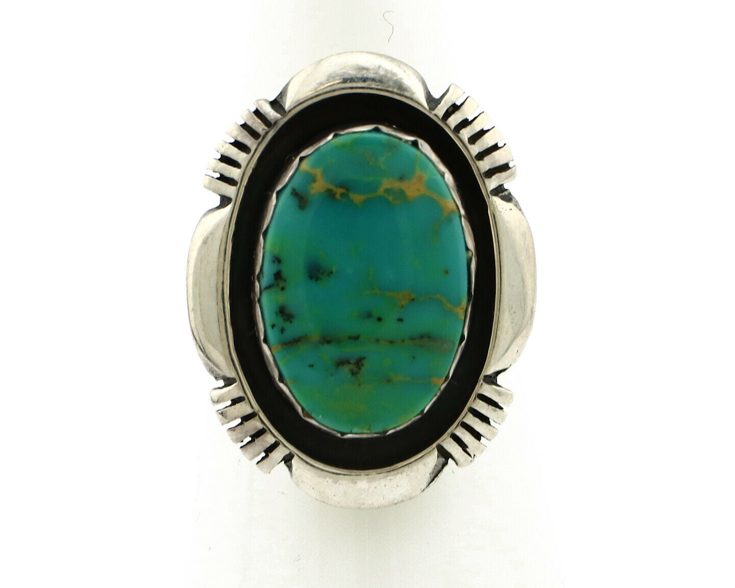 Navajo Ring .925 Silver Kingman Turquoise Artist Signed M Nez C80s