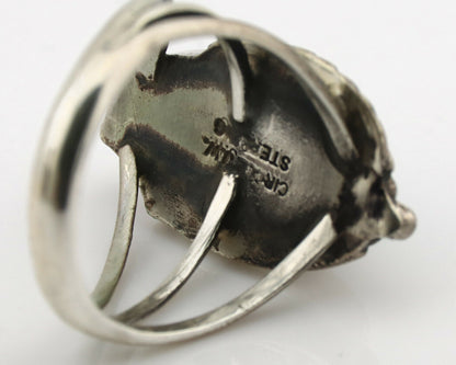 Navajo Ring .925 Silver Spiderweb Turquoise Artist Signed S King C.1980's