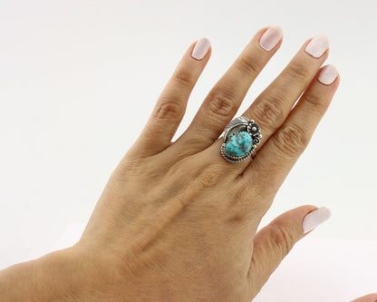 Navajo Ring 925 Silver Natural Blue Turquoise Native American Artist C.80's