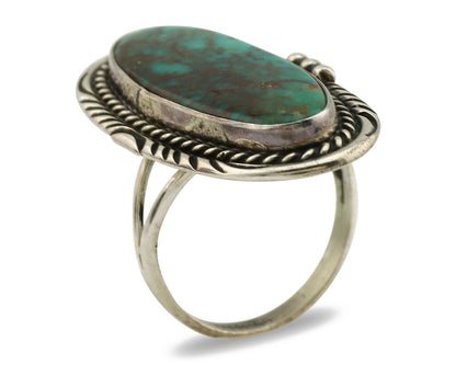 Navajo Ring .925 Silver Kingman Turquoise Native American Artist C.1980's
