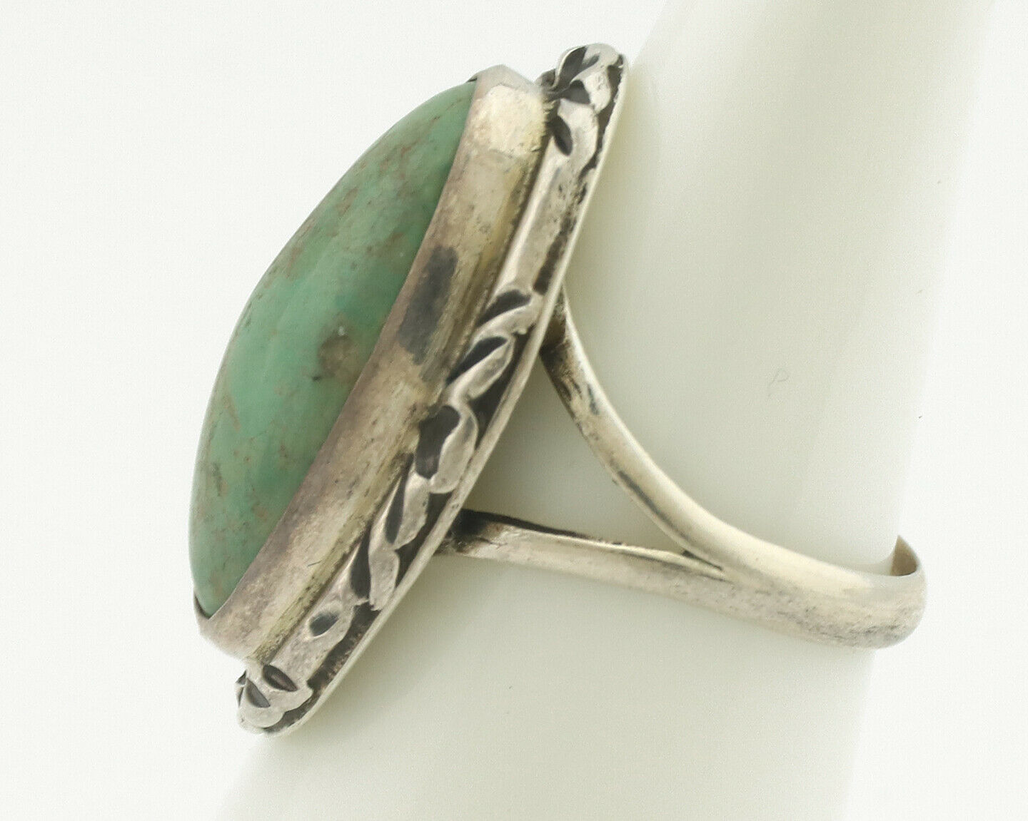 Navajo Ring .925 Silver Natural Turquoise Artist Signed Native American C.80's