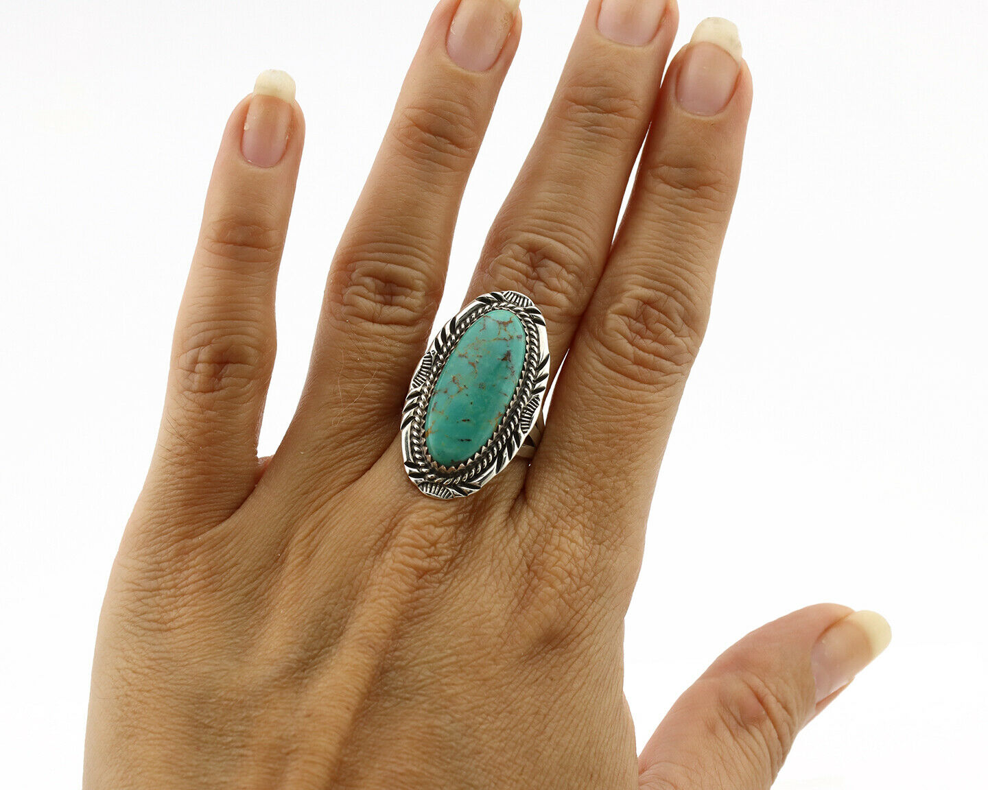 Navajo Ring .925 Silver Arizona Turquoise Artist Native American C.80's