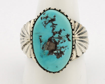 Navajo Ring .925 Silver Sleeping Beauty Turquoise Artist Signed DK C.80's