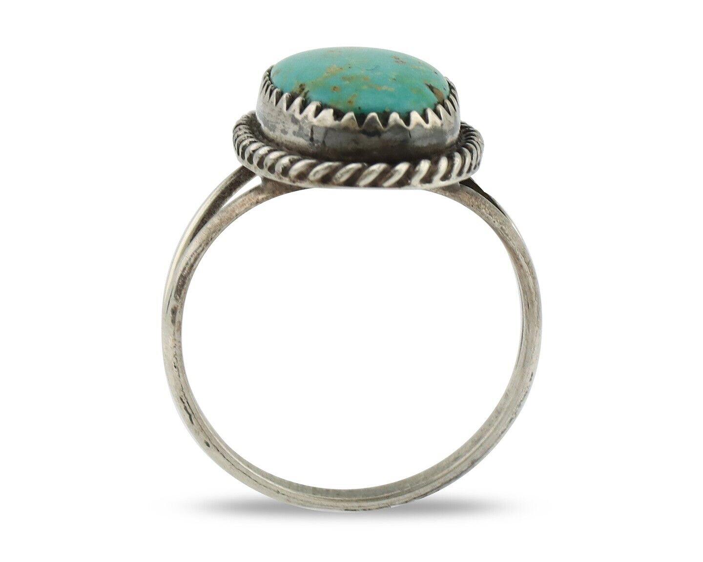Navajo Handmade Ring 925 Silver Kingman Turquoise Artist Signed MC C.80's