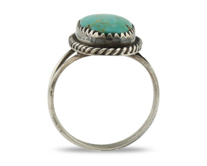Navajo Handmade Ring 925 Silver Kingman Turquoise Artist Signed MC C.80's